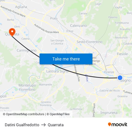 Datini Gualfredotto to Quarrata map