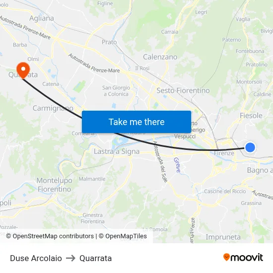 Duse Arcolaio to Quarrata map