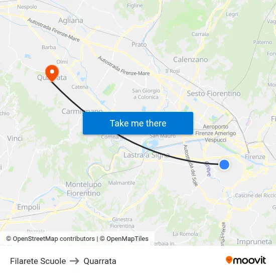 Filarete Schools to Quarrata map