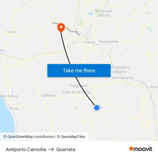 Camollia Gate to Quarrata map