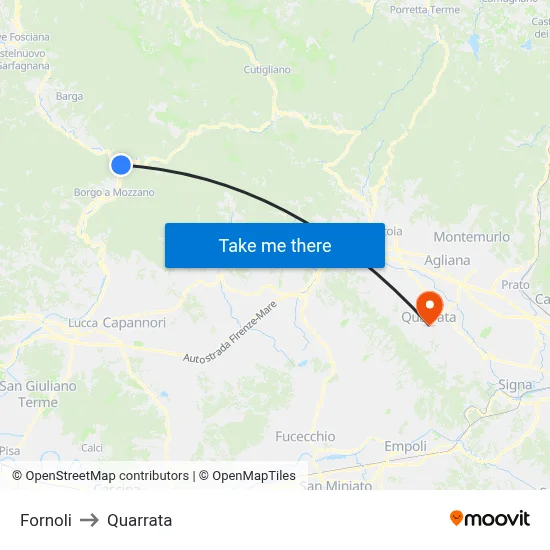 Fornoli to Quarrata map