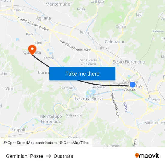 Geminiani Post Office to Quarrata map