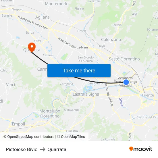 Pistoiese Bivio to Quarrata map