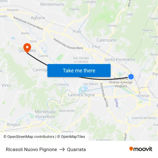 Ricasoli Nuovo Pignone to Quarrata map