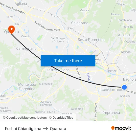 Fortini Chiantigiana to Quarrata map
