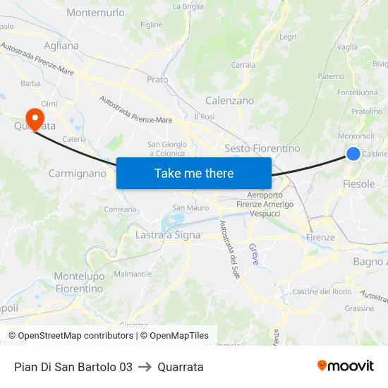Pian di San Bartolo 03 to Quarrata map