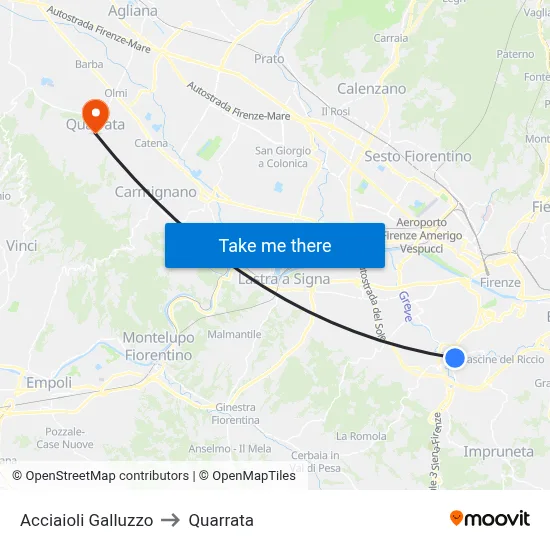 Acciaioli Galluzzo to Quarrata map