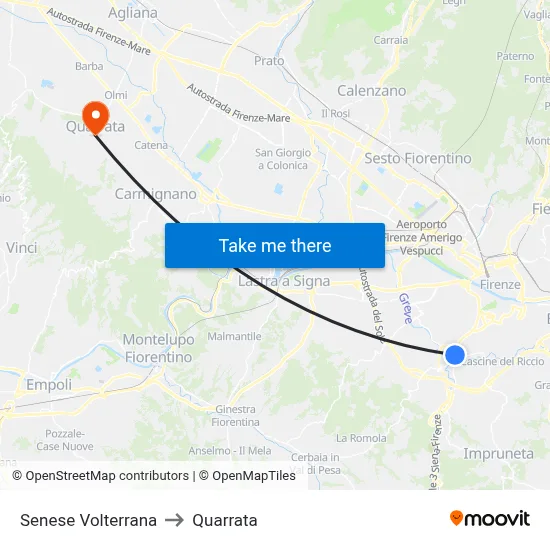 Senese Volterrana to Quarrata map