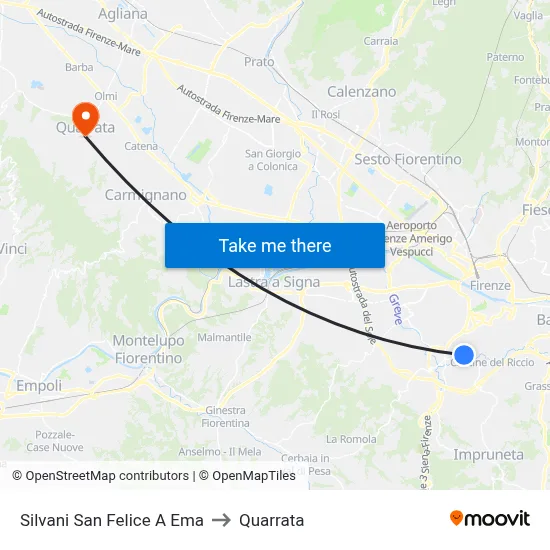 Silvani San Felice A Ema to Quarrata map