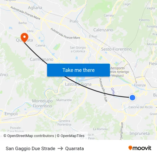 San Gaggio Two Roads to Quarrata map
