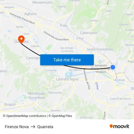 Firenze Nova to Quarrata map