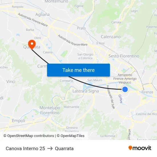 Canova Interior 25 to Quarrata map