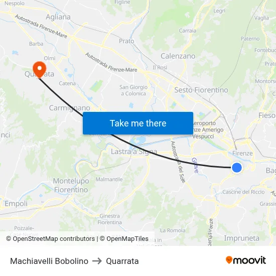 Machiavelli Bobolino to Quarrata map
