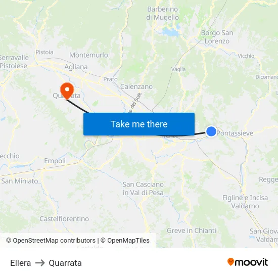 Ellera to Quarrata map