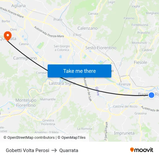 Gobetti Volta Perosi to Quarrata map