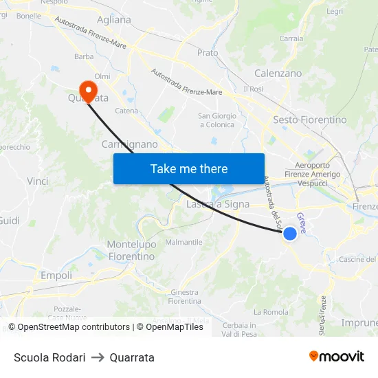 Scuola Rodari to Quarrata map