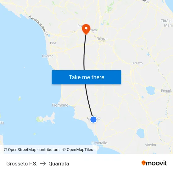 Grosseto F.S. to Quarrata map
