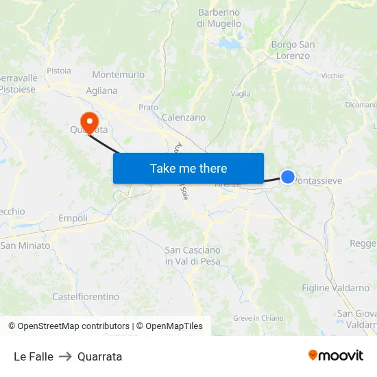 Le Falle to Quarrata map