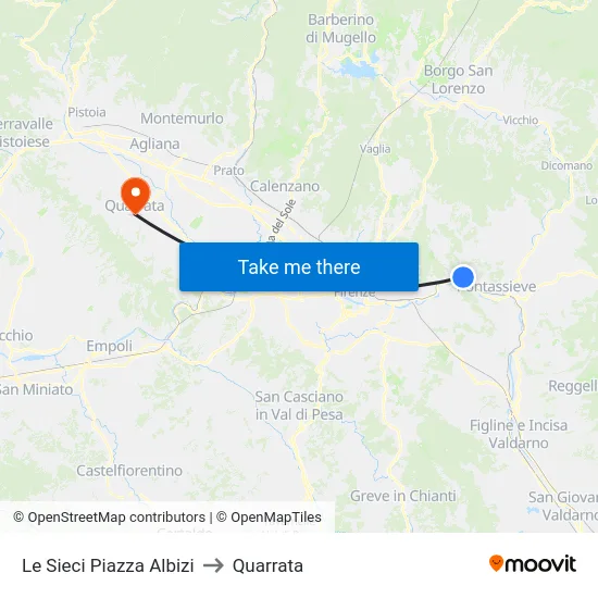 Le Sieci Piazza Albizi to Quarrata map