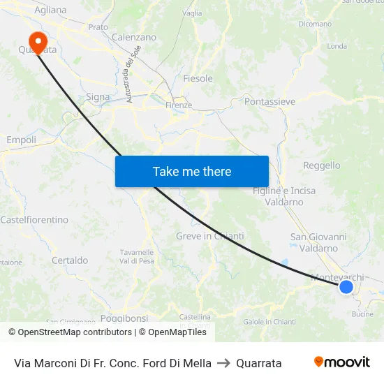 Marconi Street Opposite Ford Di Mella to Quarrata map