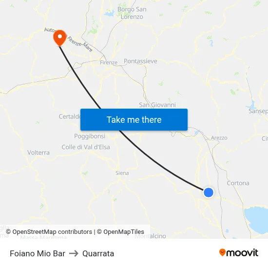 Foiano Mio Bar to Quarrata map