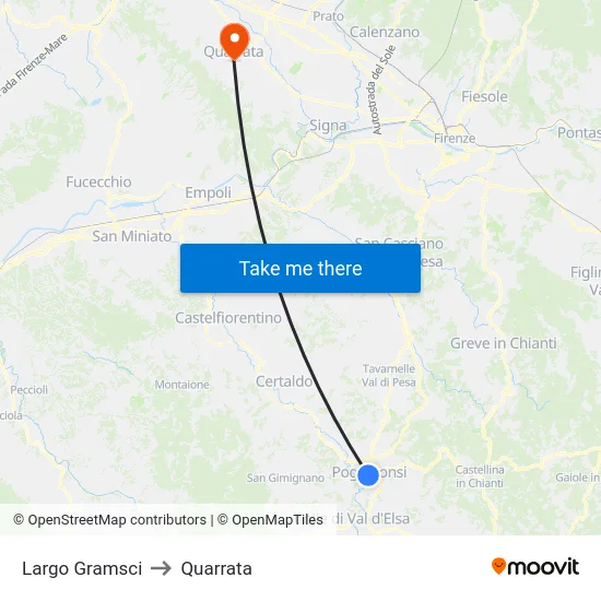 Largo Gramsci to Quarrata map