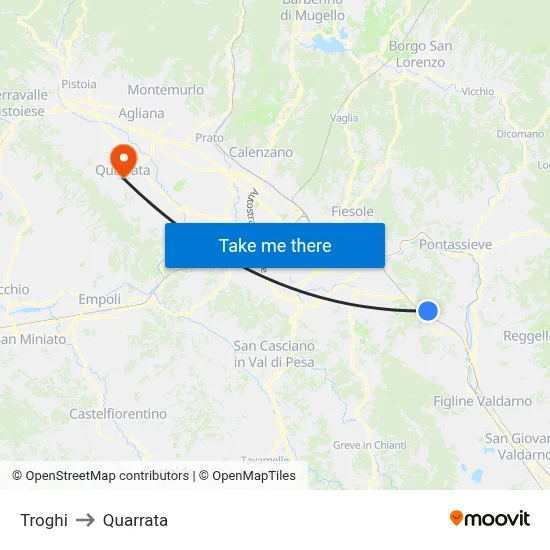 Troghi to Quarrata map