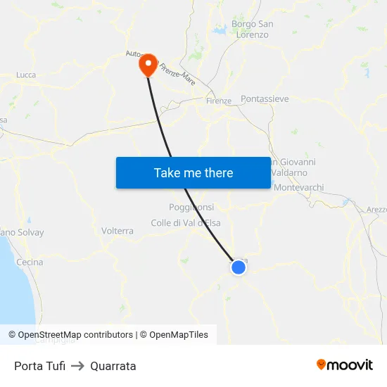 Porta Tufi to Quarrata map