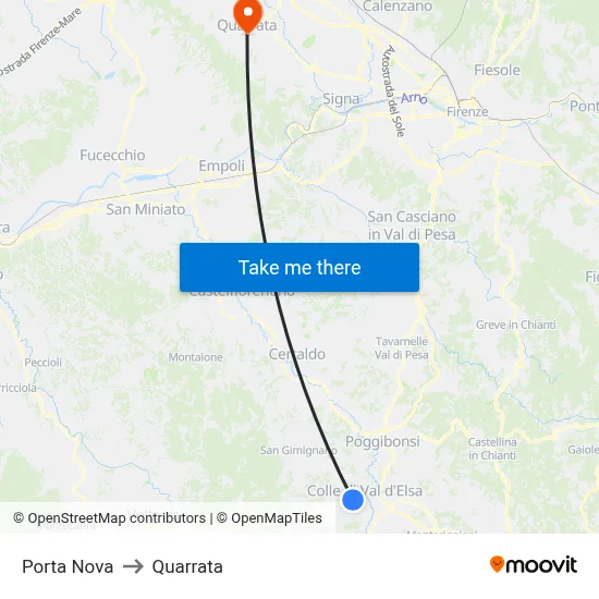 Porta Nova to Quarrata map