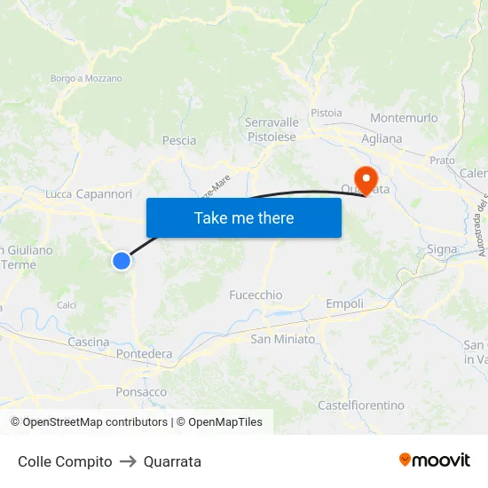 Colle Compito to Quarrata map