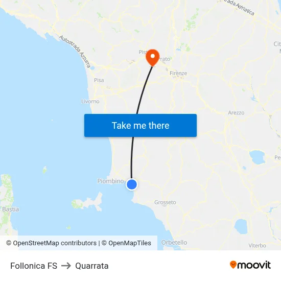 Follonica FS to Quarrata map