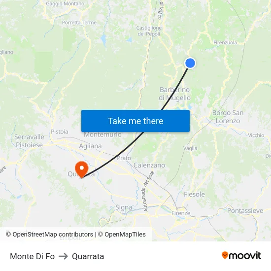 Monte Di Fo to Quarrata map