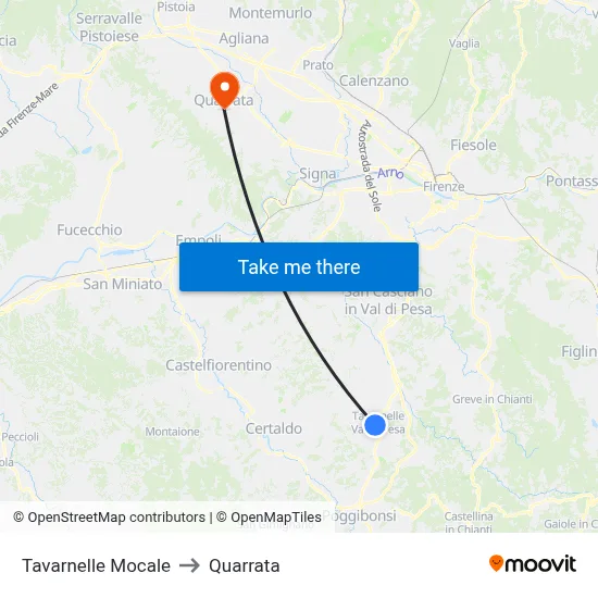 Tavarnelle Mocale to Quarrata map