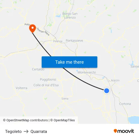 Tegoleto to Quarrata map