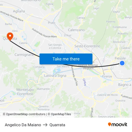 Angelico Da Maiano to Quarrata map