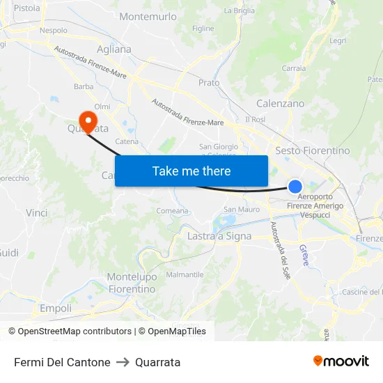 Fermi Del Cantone to Quarrata map