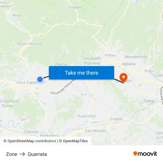Zone to Quarrata map
