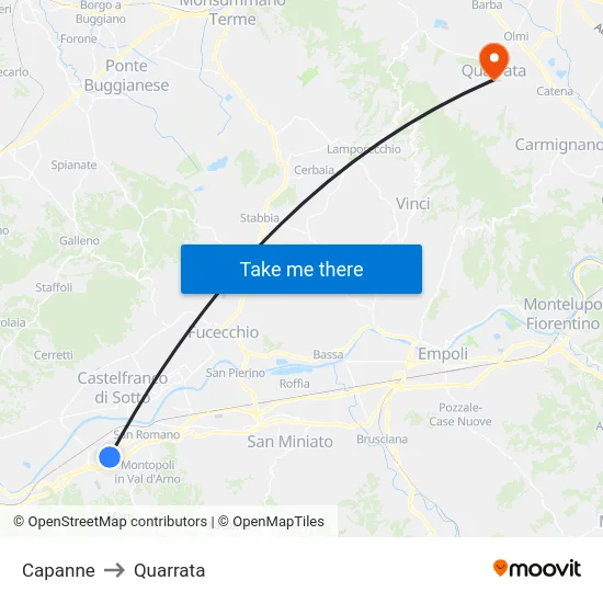 Capanne to Quarrata map