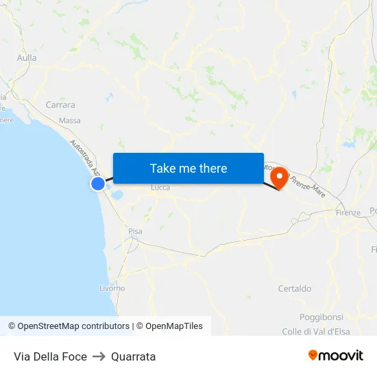Via Della Foce to Quarrata map