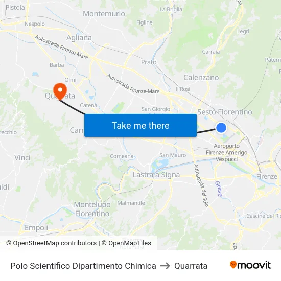 Scientific Hub Chemistry Department to Quarrata map