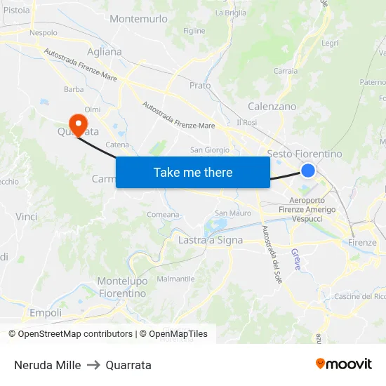 Neruda Mille to Quarrata map