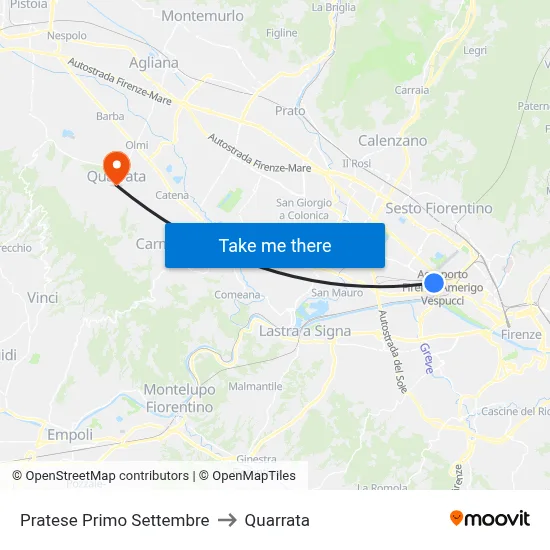 Pratese First September to Quarrata map