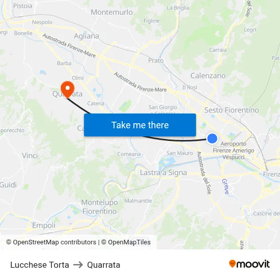 Lucchese Torta to Quarrata map
