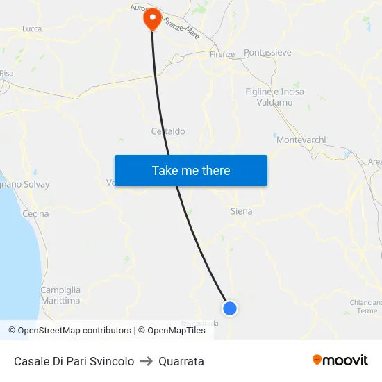 Casale Di Pari Svincolo to Quarrata map