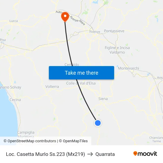 Loc. Casetta Murlo Ss.223 (Mx219) to Quarrata map