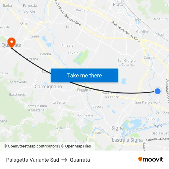 South Palagetta Variant to Quarrata map