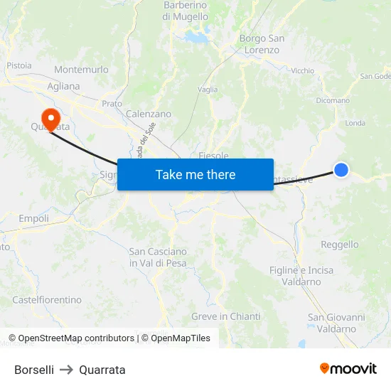 Borselli to Quarrata map