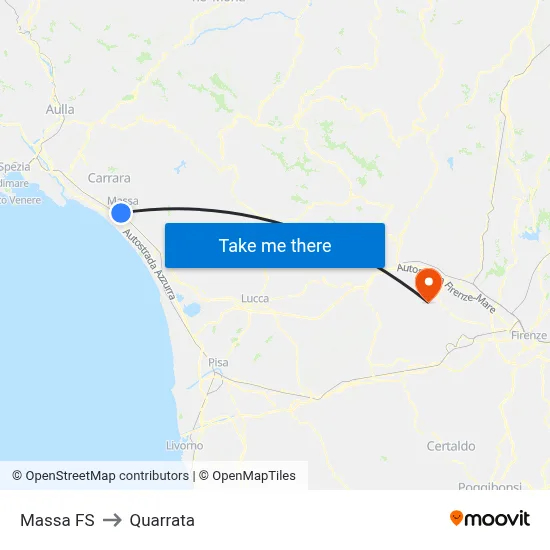 Massa Railway Station to Quarrata map