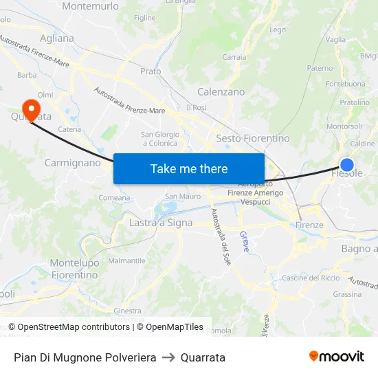 Pian Di Mugnone Powder Magazine to Quarrata map