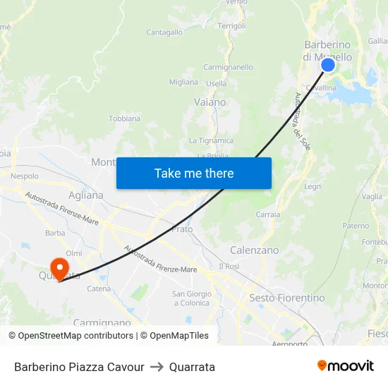 Barberino Piazza Cavour to Quarrata map
